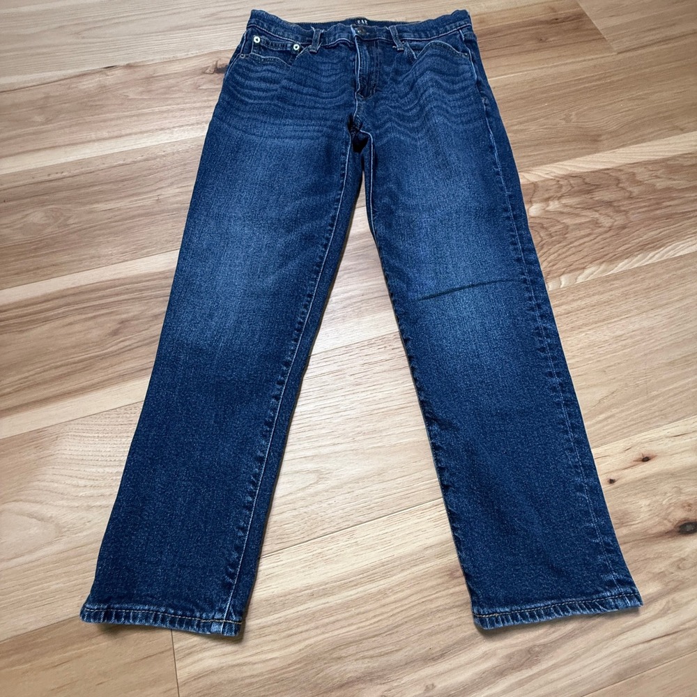 Gap Girlfriend Jeans Women 6/28P Blue Dark Wash 1969 Denim Stretch Petite